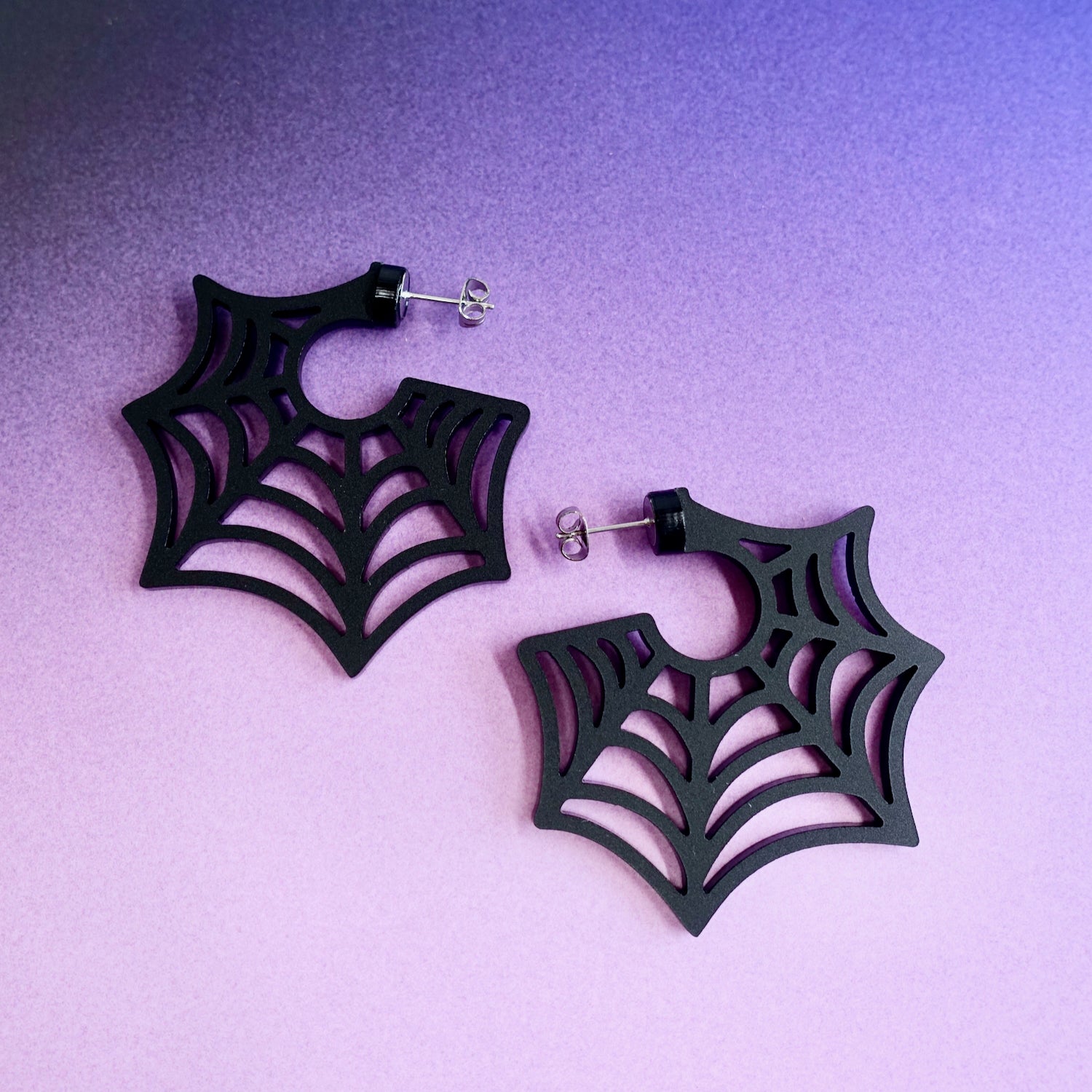 gothic spiderweb hoop earrings