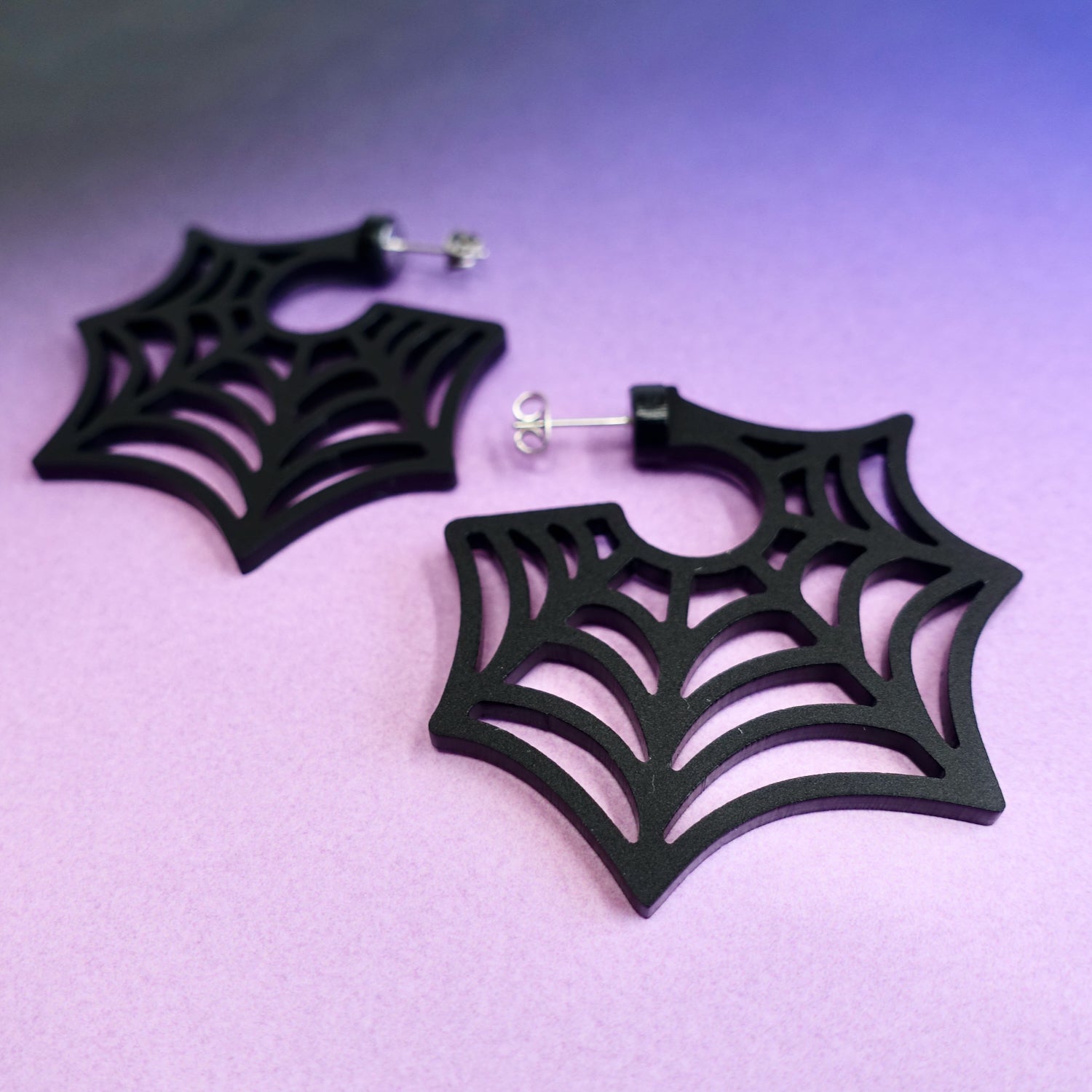 gothic spiderweb hoop earrings