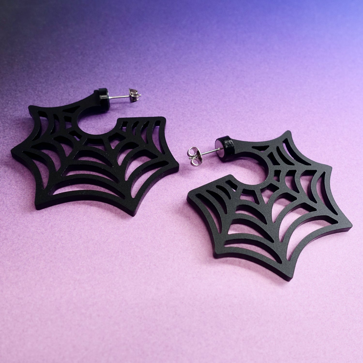 gothic spiderweb hoop earrings