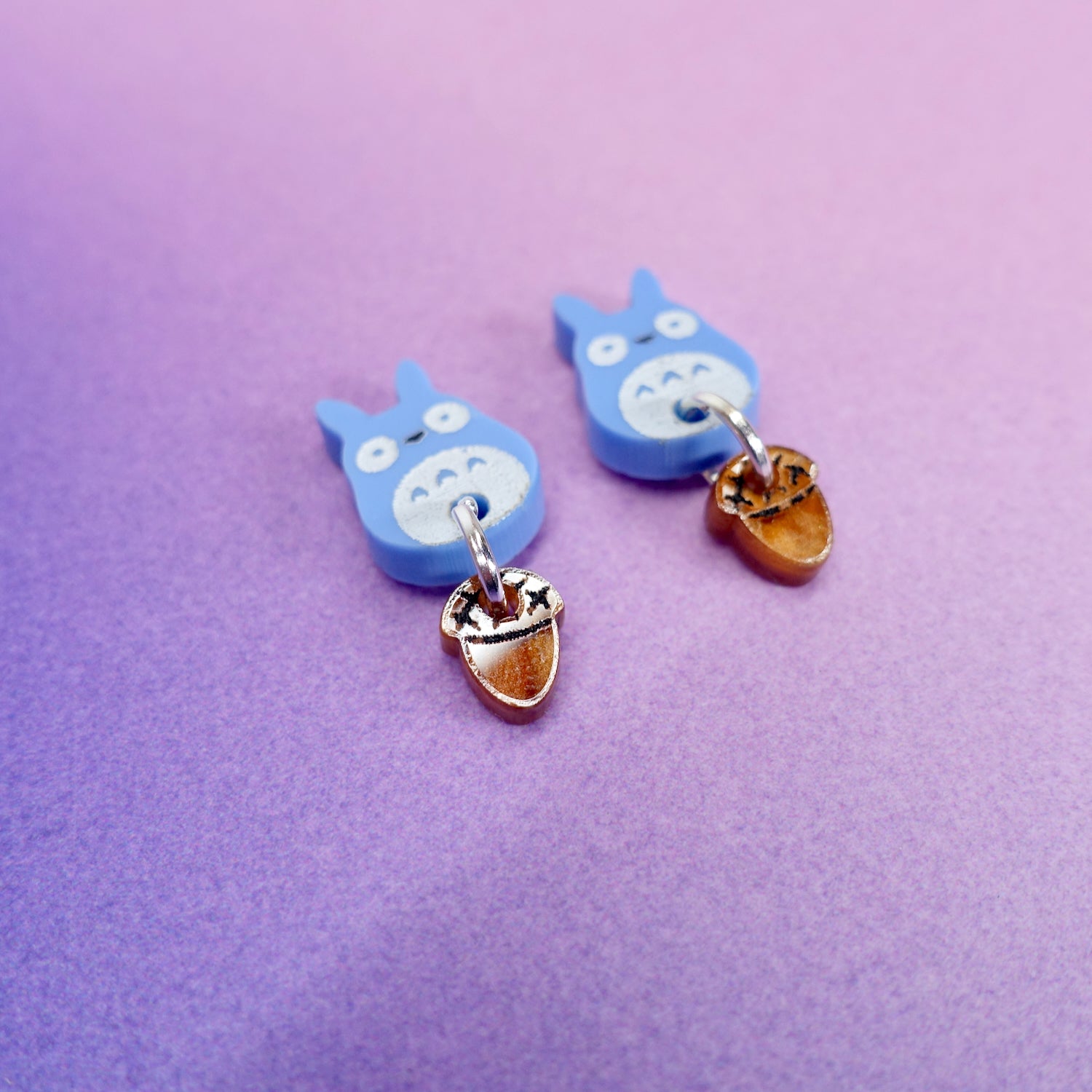 Cute blue Totoro stud earrings