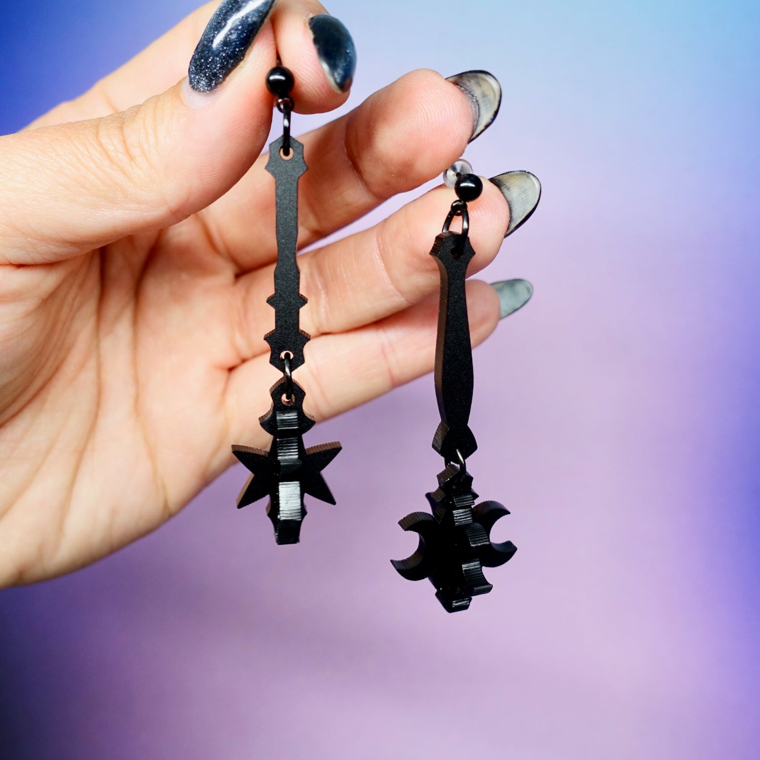 Black Gothic Mace Earrings