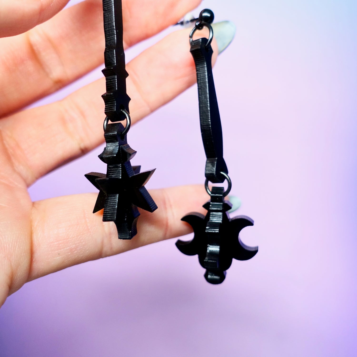 Black Gothic Mace Earrings