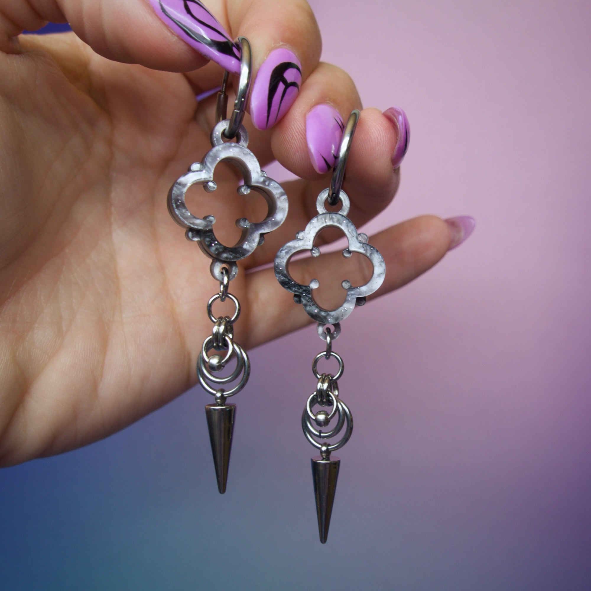 Single Quatrefoil Gothic Cathedral Earrings