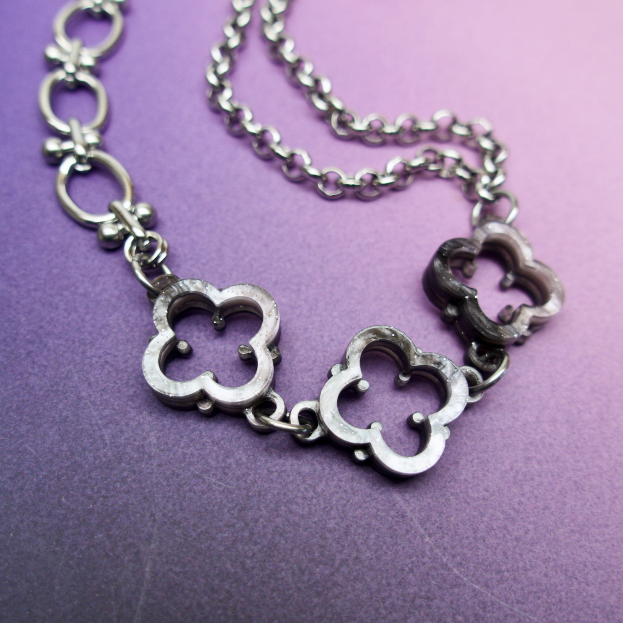 Quatrefoil Cathedral Necklace with Mismatched Chain