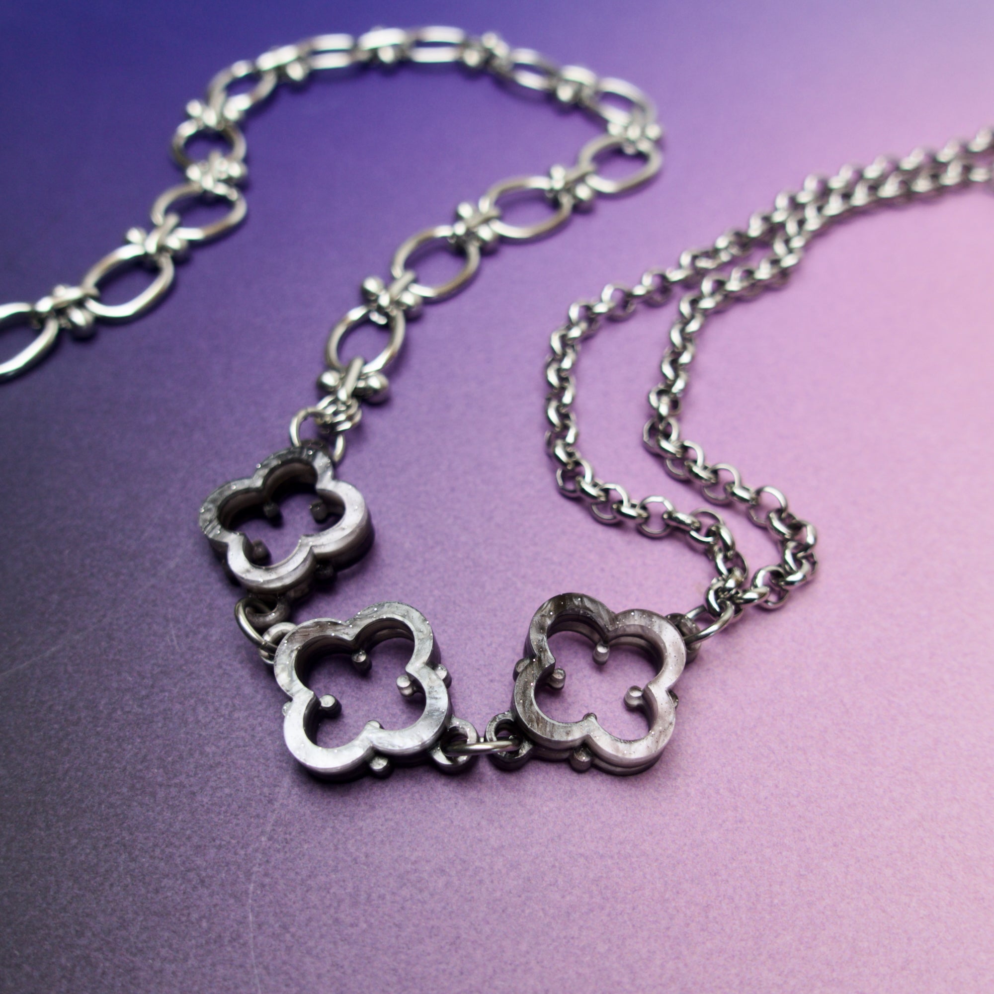 Quatrefoil Cathedral Necklace with Mismatched Chain