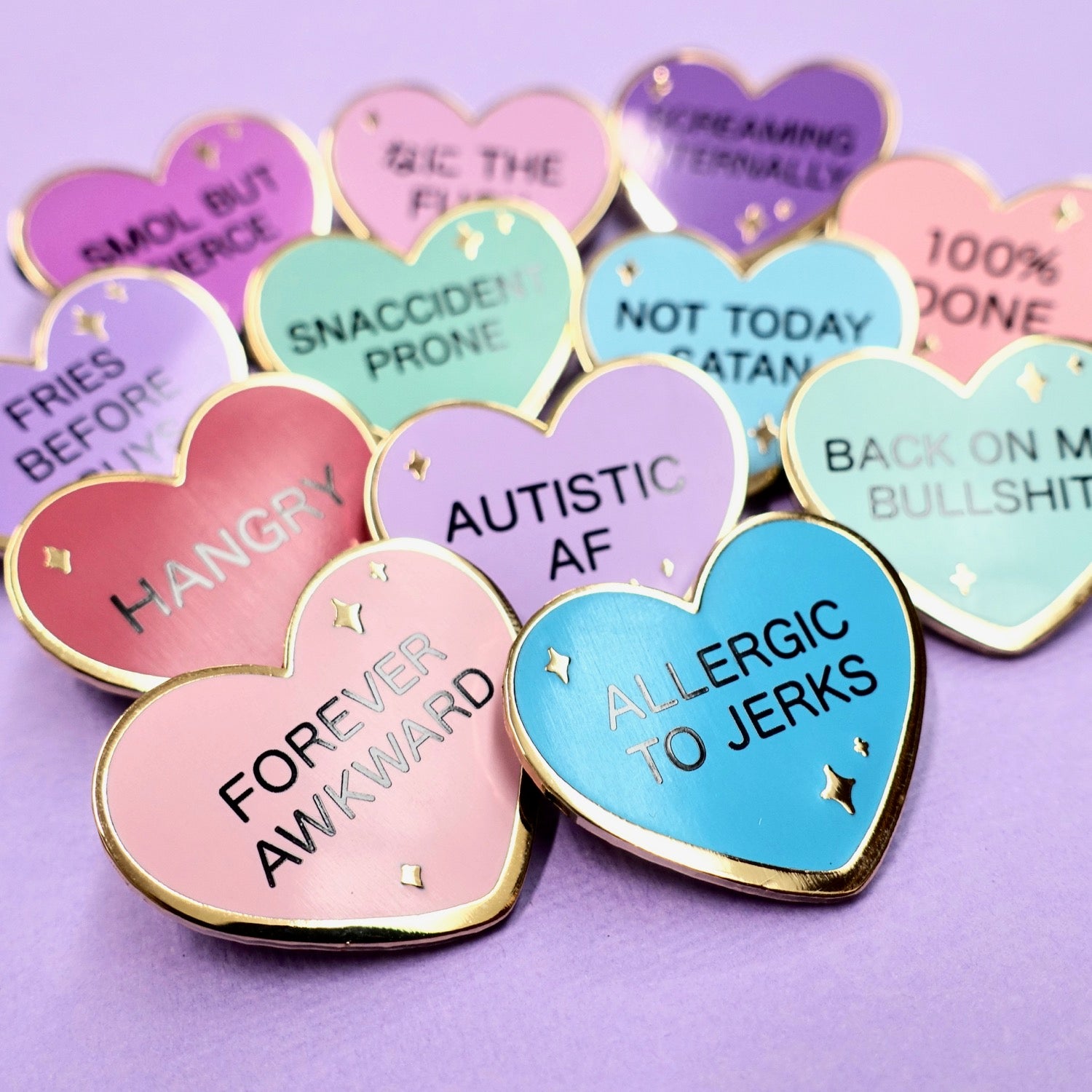 Candy Heart Enamel Pin - Allergic to Jerks - edenki