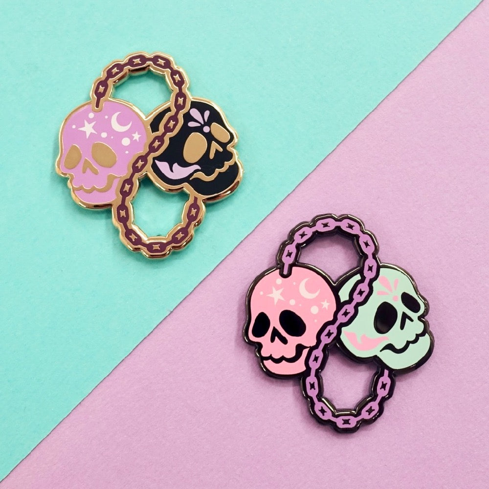 Skull Zodiac Enamel Pin - Gemini