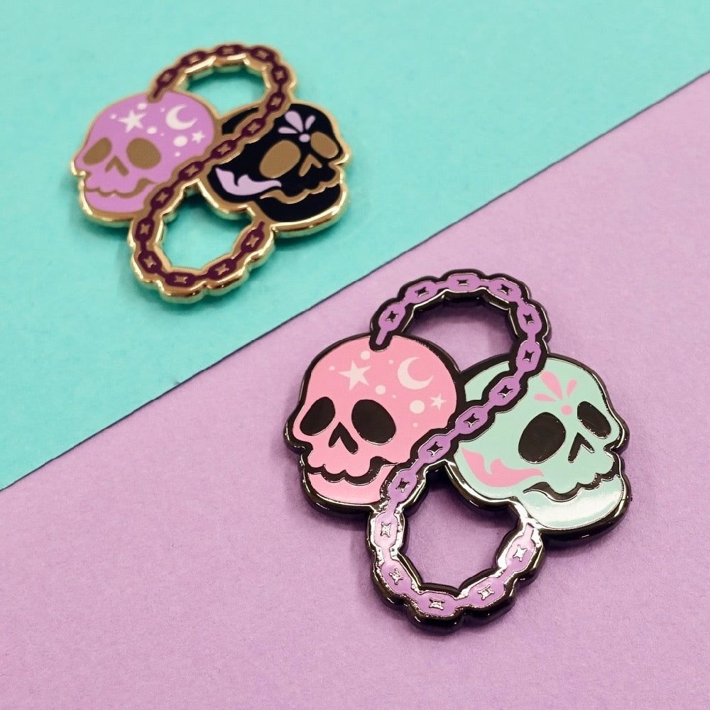 Skull Zodiac Enamel Pin - Gemini