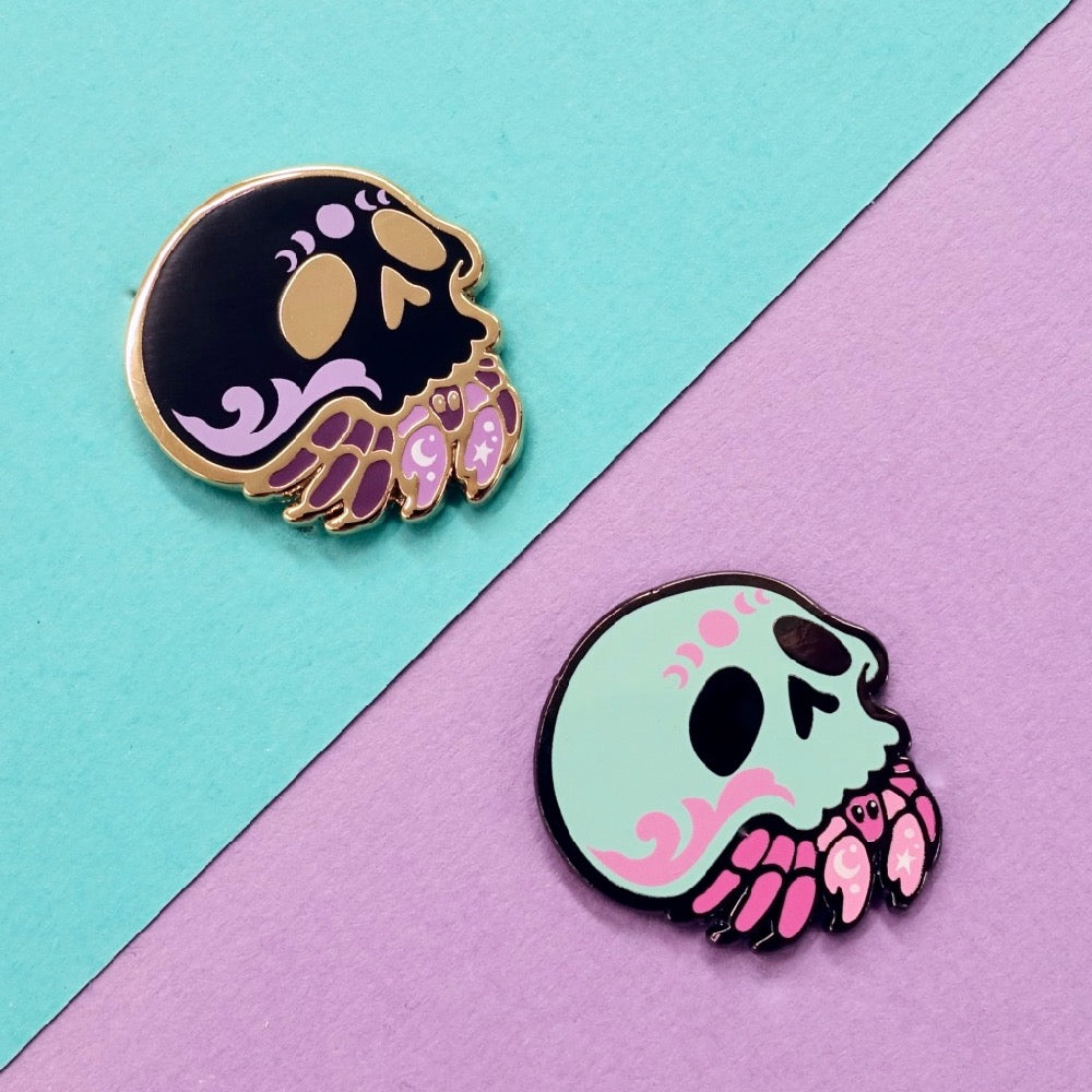 Skull Zodiac Enamel Pin - Cancer