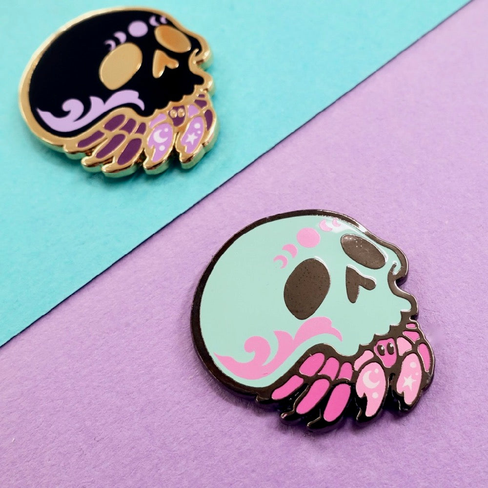 Skull Zodiac Enamel Pin - Cancer