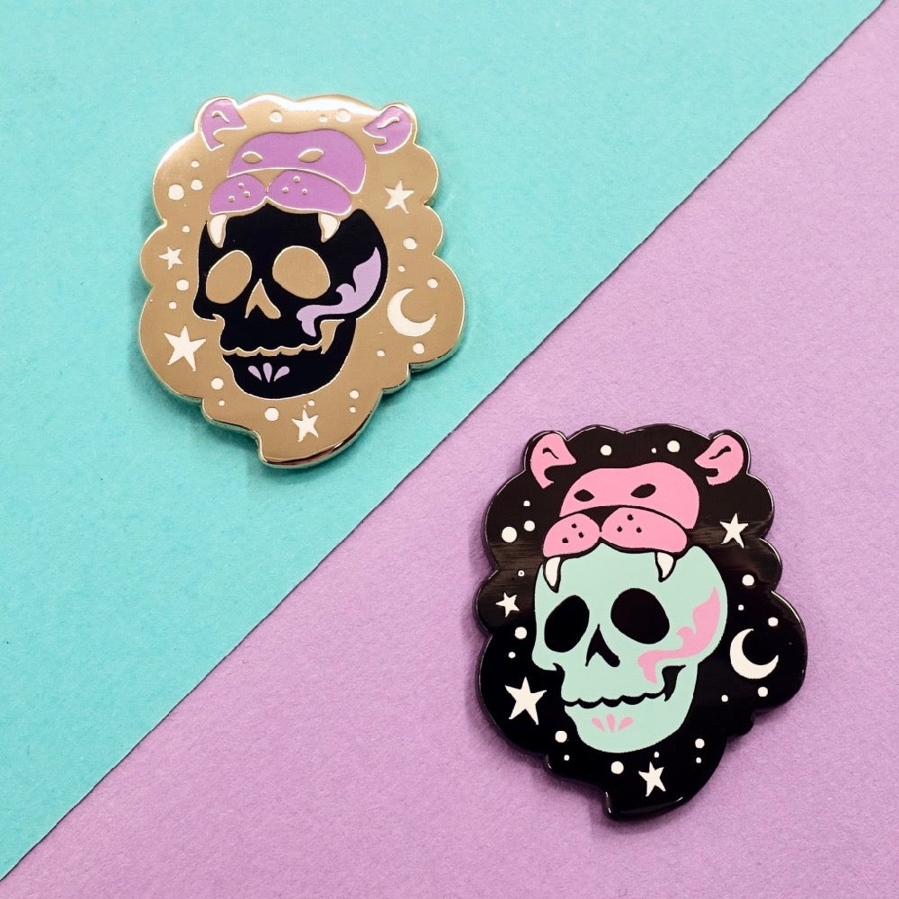 Skull Zodiac Enamel Pin - Leo