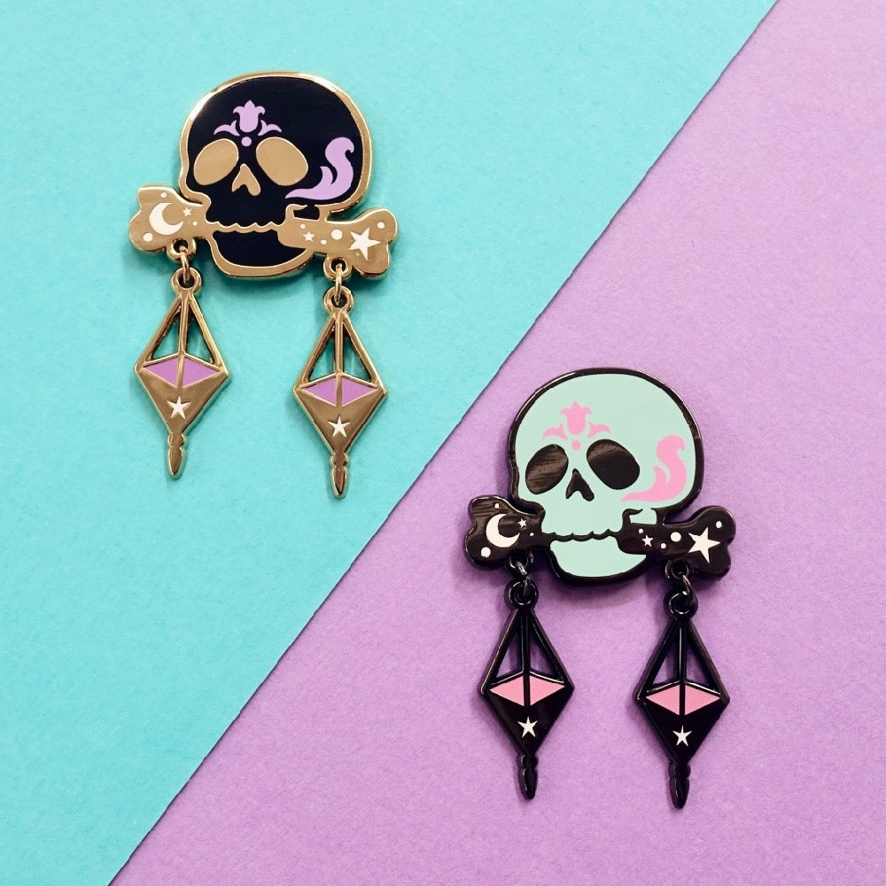 Skull Zodiac Enamel Pin - Libra