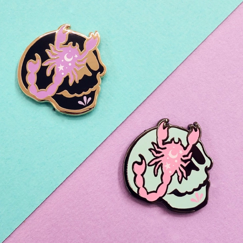 Skull Zodiac Enamel Pin - Scorpio