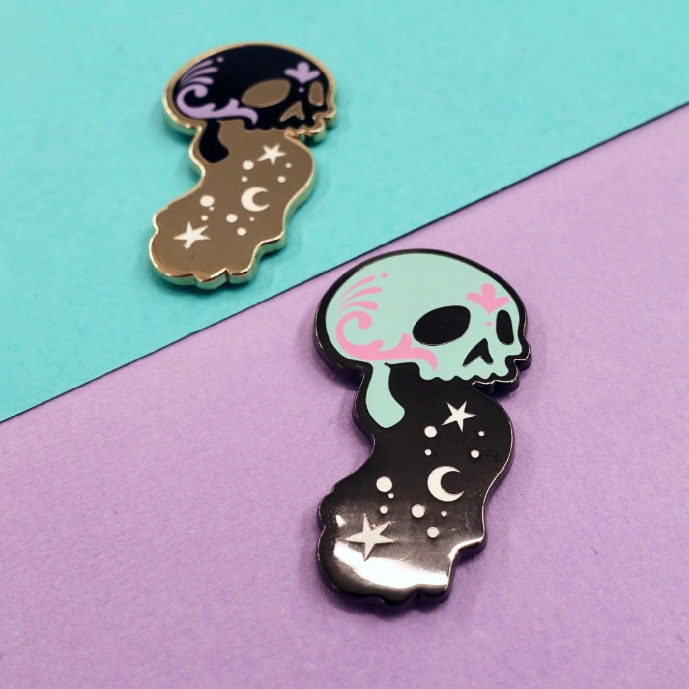 Skull Zodiac Enamel Pin - Aquarius