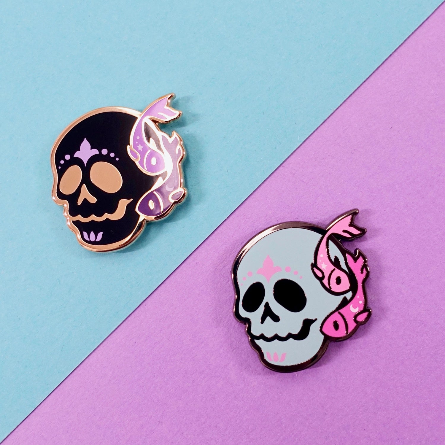 Skull Zodiac Enamel Pin - Pisces