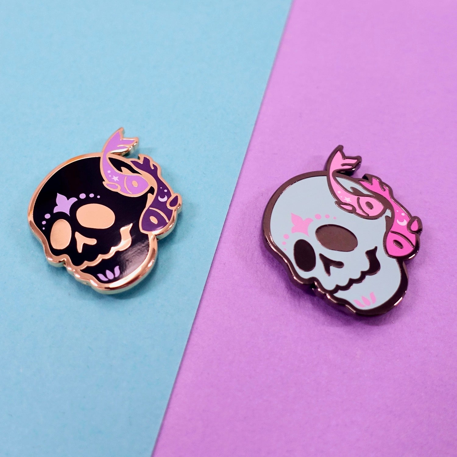 Skull Zodiac Enamel Pin - Pisces