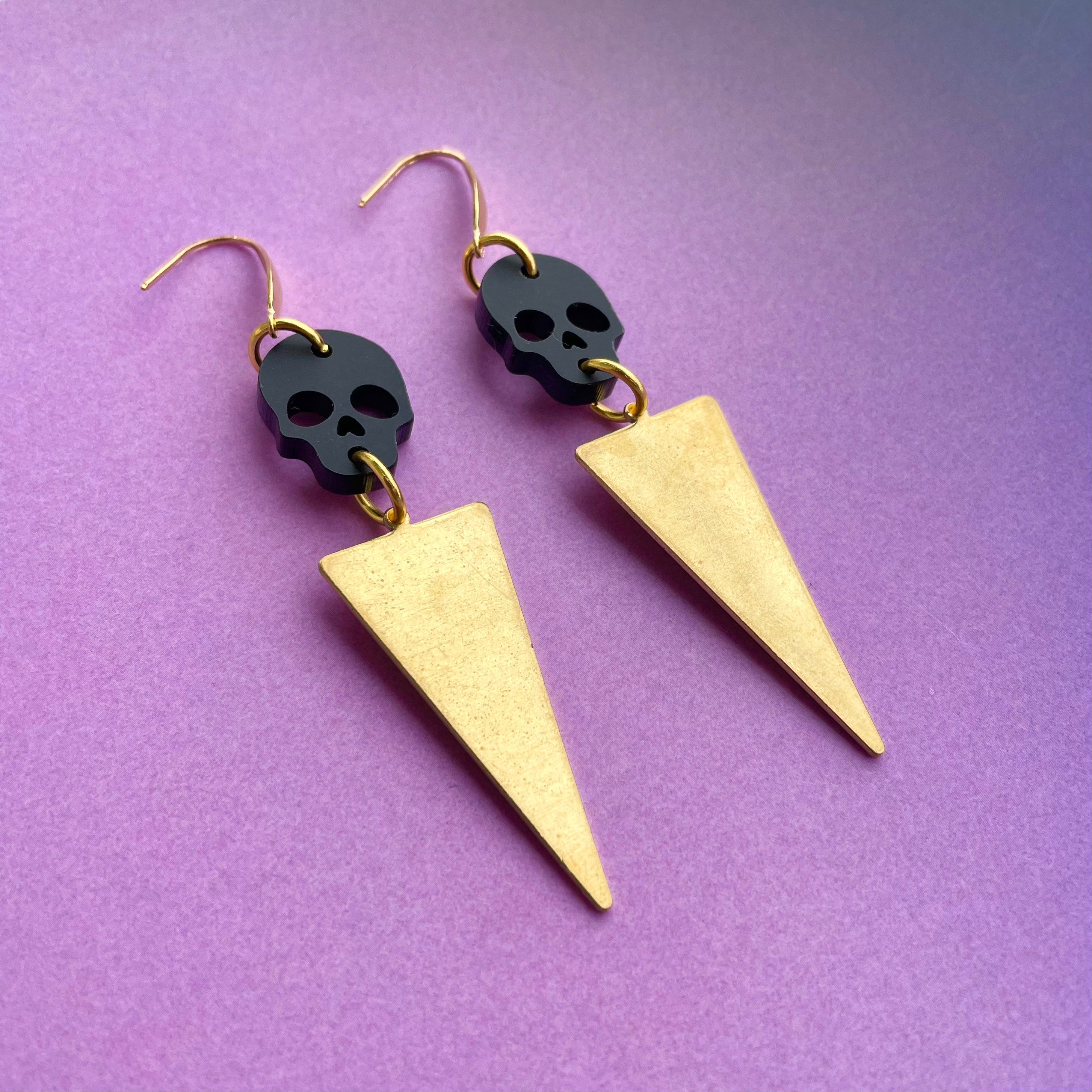 Nyx Skull and Brass Earrings