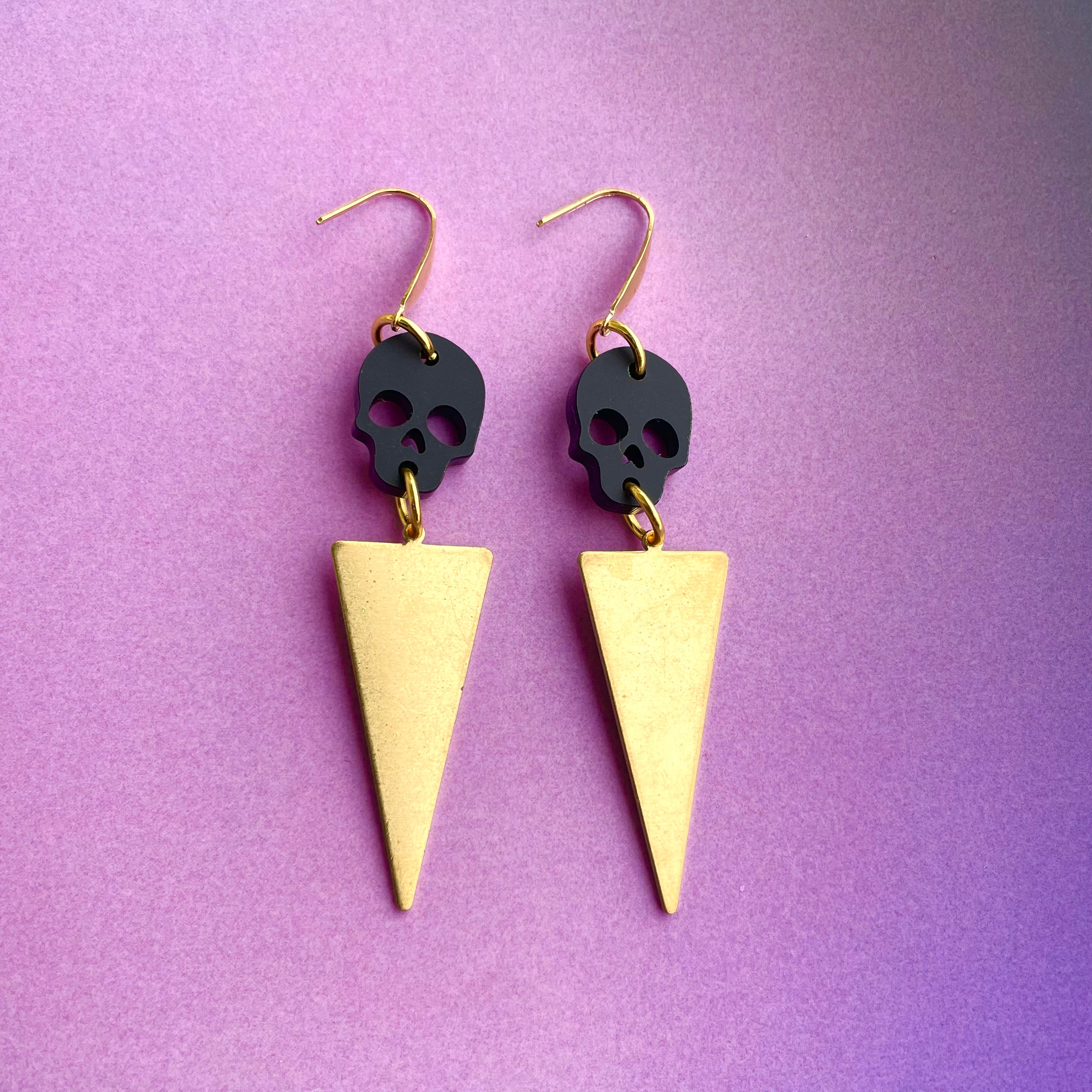 Nyx Skull and Brass Earrings